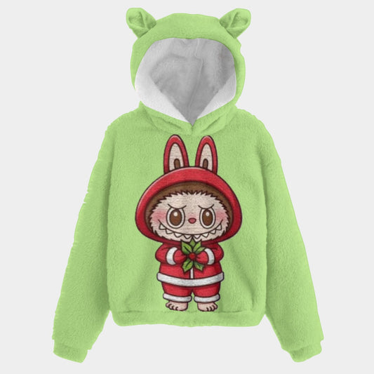 🐻✨Labubu Christmas Bear-Ears Hoodie – Ultra-Soft Borg Fleece