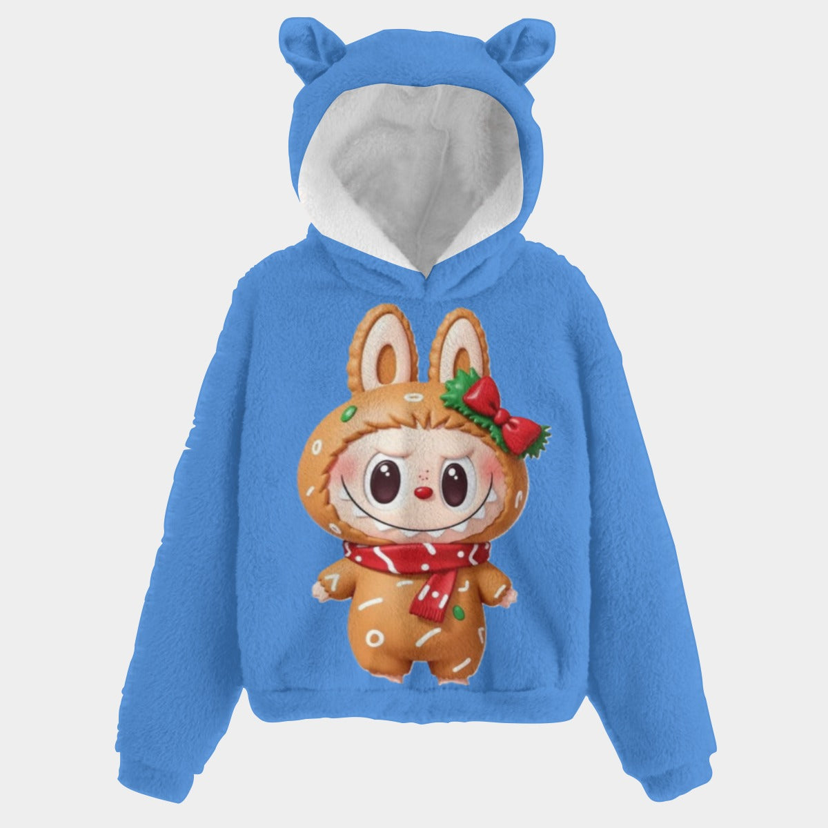 🐻✨Labubu Christmas Bear-Ears Hoodie – Ultra-Soft Borg Fleece