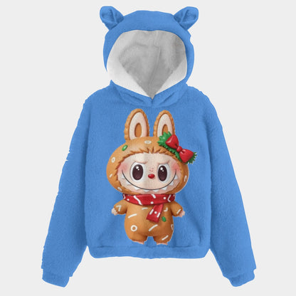 🐻✨Labubu Christmas Bear-Ears Hoodie – Ultra-Soft Borg Fleece