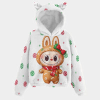 🐻✨Labubu Christmas Bear-Ears Hoodie – Ultra-Soft Borg Fleece