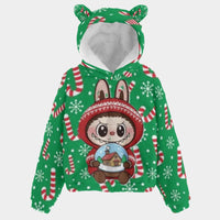 BOGO SALE! 🐻✨ Labubu Christmas Bear-Ears Hoodie – Ultra-Soft Borg Fleece BOGO Special!