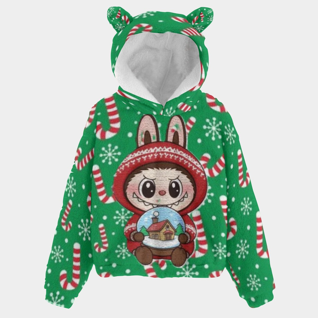BOGO SALE! 🐻✨ Labubu Christmas Bear-Ears Hoodie – Ultra-Soft Borg Fleece BOGO Special!