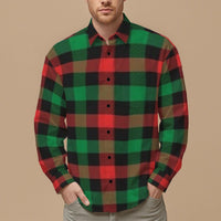 MENS LONG SLEEVE PLAID CHRISTMAS BUTTON DOWN SHIRT