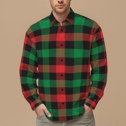 MENS LONG SLEEVE PLAID CHRISTMAS BUTTON DOWN SHIRT