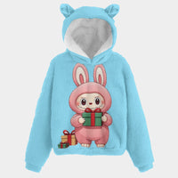 🐻✨Labubu Christmas Bear-Ears Hoodie – Ultra-Soft Borg Fleece
