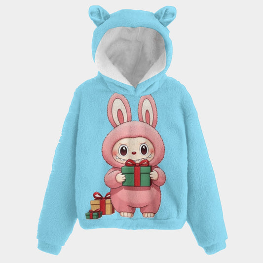 🐻✨Labubu Christmas Bear-Ears Hoodie – Ultra-Soft Borg Fleece