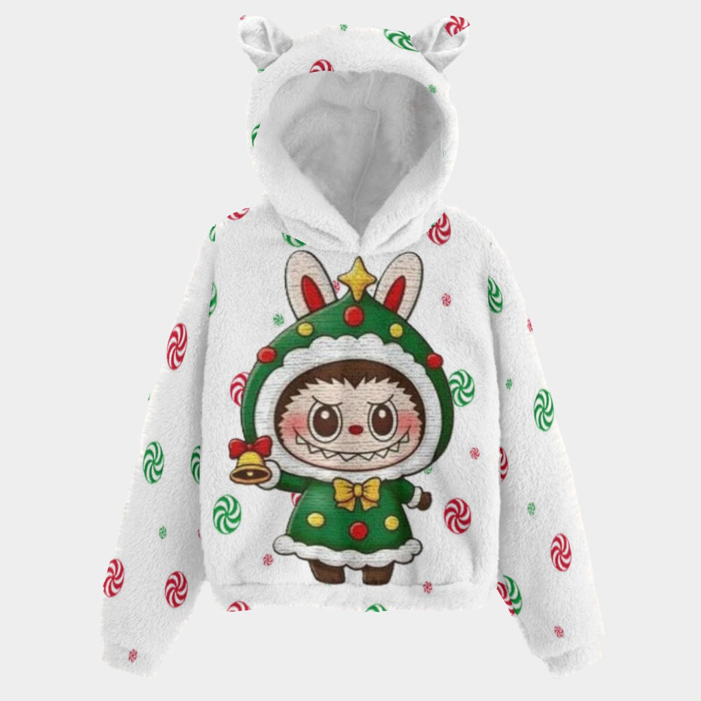 BOGO SALE! 🐻✨ Labubu Christmas Bear-Ears Hoodie – Ultra-Soft Borg Fleece BOGO Special!