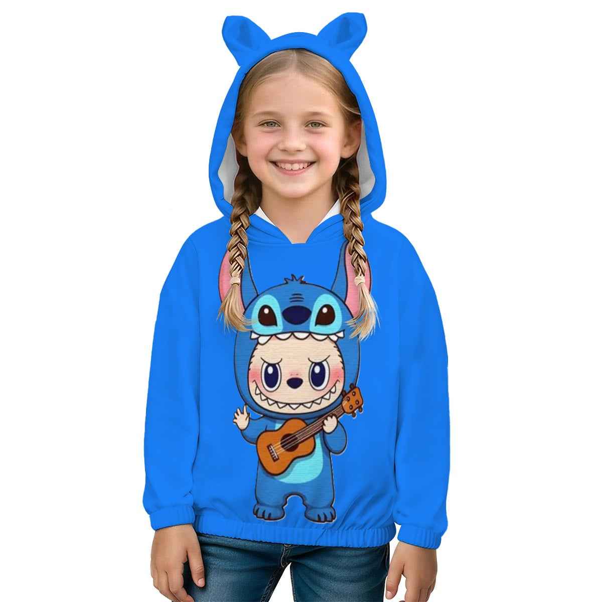 Stitch Labubu Kid’s Borg  Sweatshirt With Ear