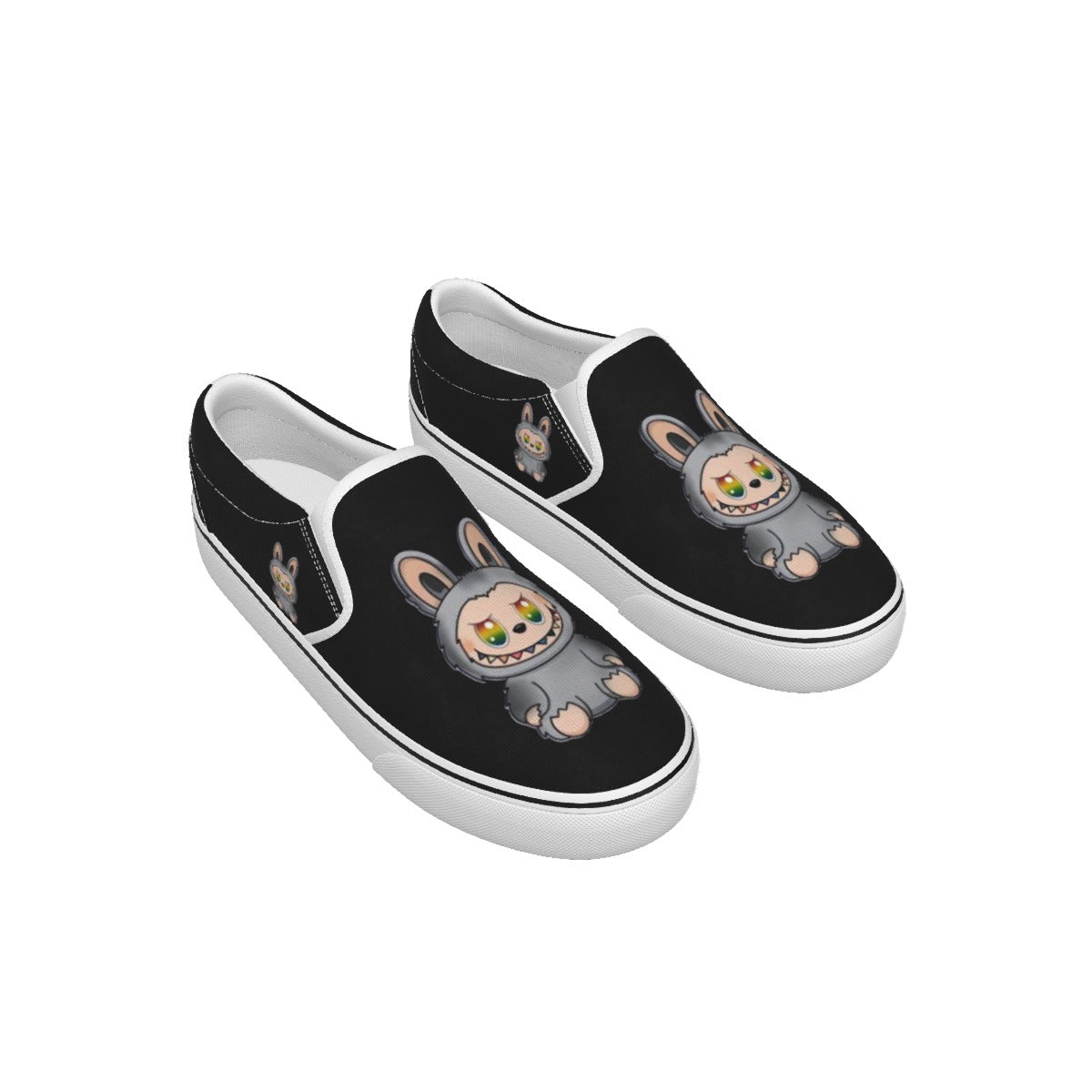 Labubu Exclusive Designs Kid's Slip On Sneakers (Black) ONLY SOLD HERE!