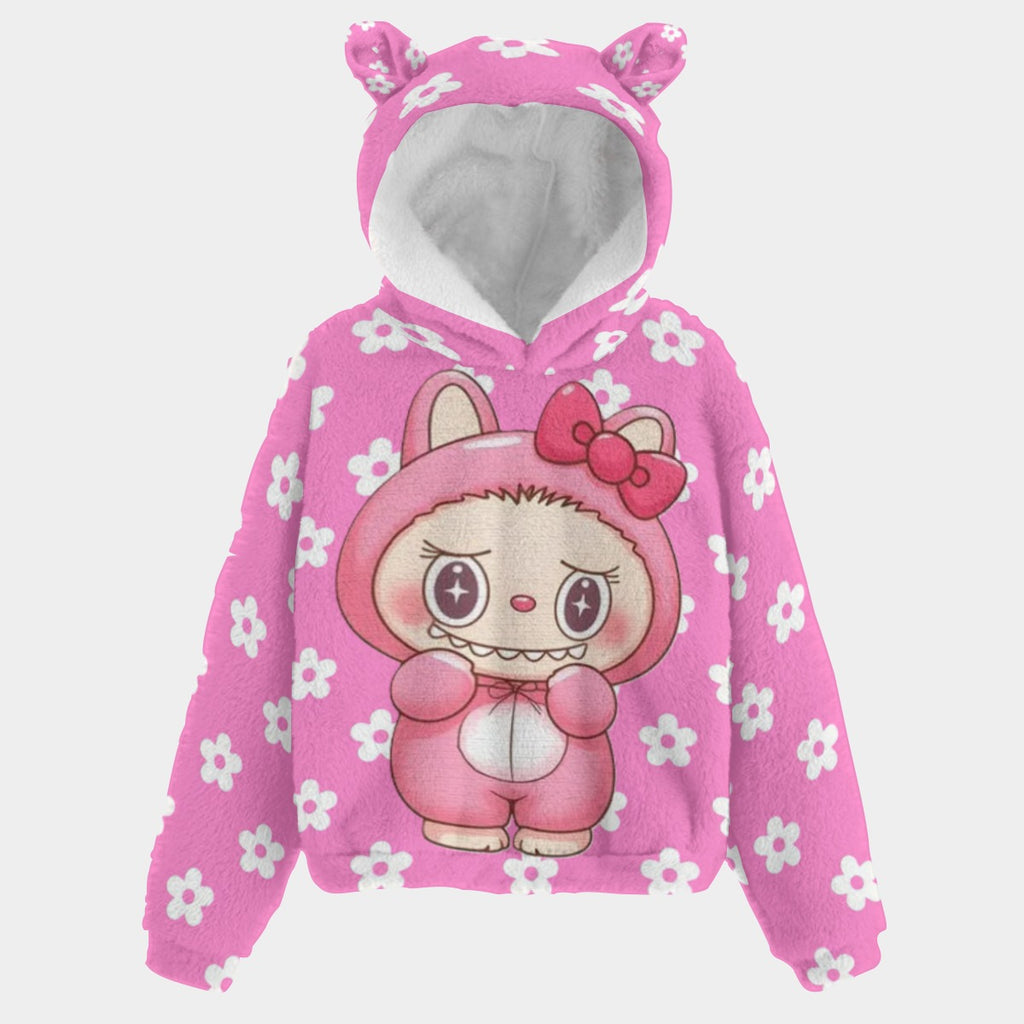 🧸 Title: Labubu Hello Kitty Floral SnugglePop™ Hoodie – Cute, Cozy & Ear-Resistible