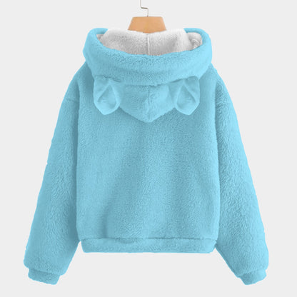 🐻✨Labubu Christmas Bear-Ears Hoodie – Ultra-Soft Borg Fleece