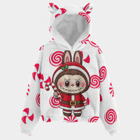 🐻✨Labubu Christmas Bear-Ears Hoodie – Ultra-Soft Borg Fleece