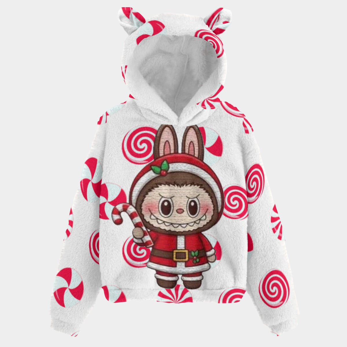 BOGO SALE! 🐻✨ Labubu Christmas Bear-Ears Hoodie – Ultra-Soft Borg Fleece BOGO Special!