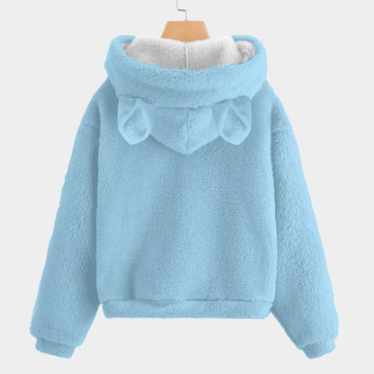🐻✨Labubu Christmas Bear-Ears Hoodie – Ultra-Soft Borg Fleece