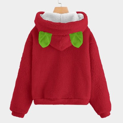 🐻✨Labubu Christmas Bear-Ears Hoodie – Ultra-Soft Borg Fleece