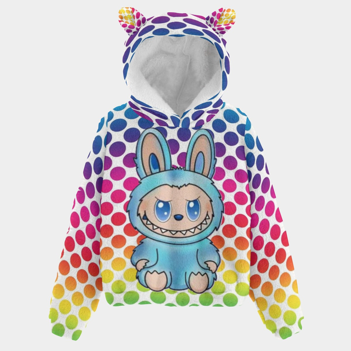 🐾 Labubu DotSnug™ Hoodie – Fleece, Ears & Full-On Cuteness