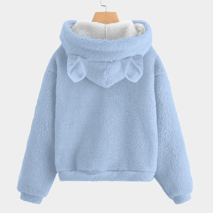 🐻✨Labubu Christmas Bear-Ears Hoodie – Ultra-Soft Borg Fleece