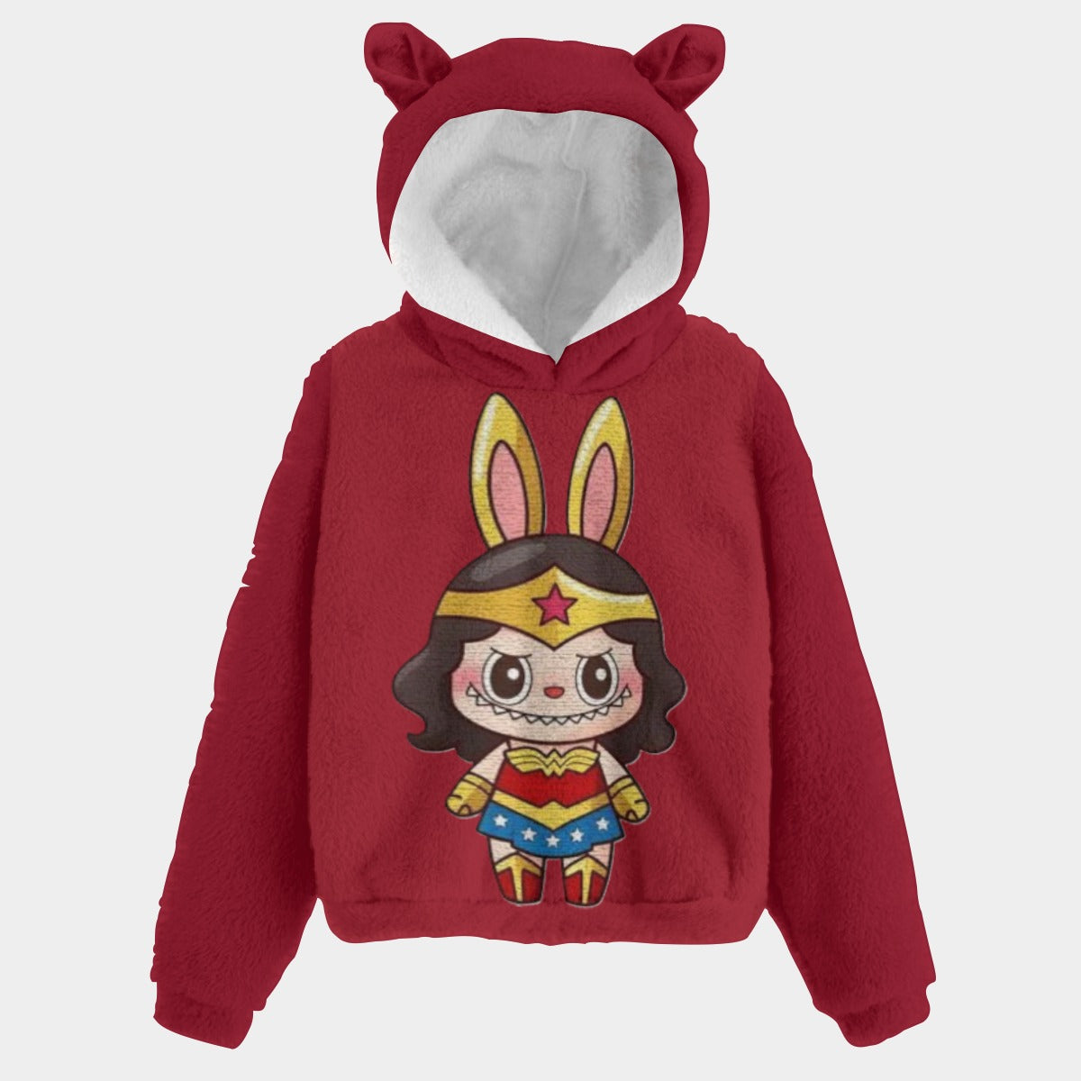 🧸Labubu WonderWoman SnugglePop™ Hoodie – Cute, Cozy & Ear-Resistible
