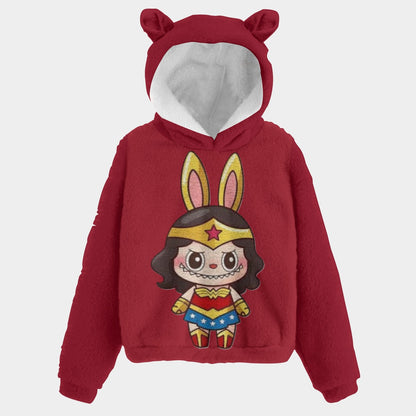 🧸Labubu WonderWoman SnugglePop™ Hoodie – Cute, Cozy & Ear-Resistible