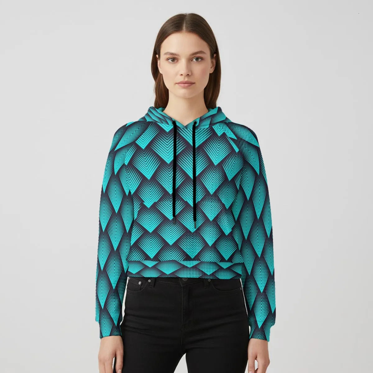 EXCLUSIVE DESIGNS -Women's Waffle Hoodie With Raglan Sleeve