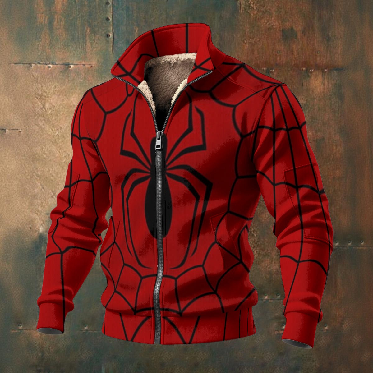 Exclusive SpiderMan Design Men's Thick Knit Fleece Jacket