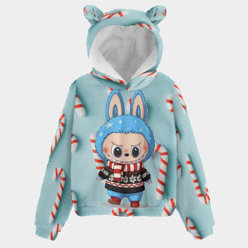 BOGO SALE! 🐻✨ Labubu Christmas Bear-Ears Hoodie – Ultra-Soft Borg Fleece BOGO Special!  LABUBU JACKFROST CANDIE CANE HOODIE WEARS