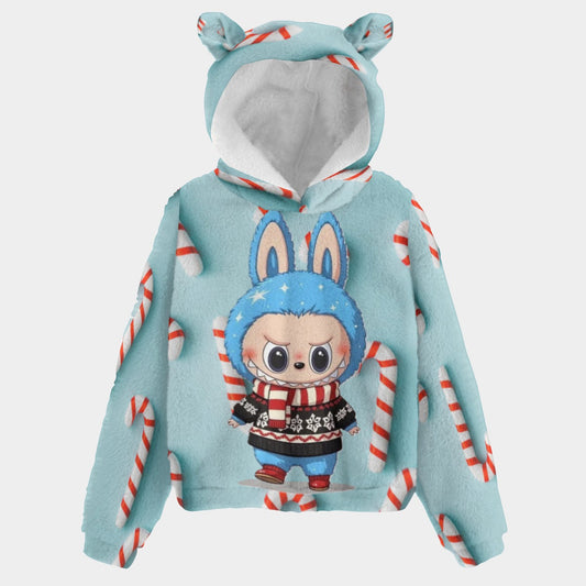BOGO SALE! 🐻✨ Labubu Christmas Bear-Ears Hoodie – Ultra-Soft Borg Fleece BOGO Special!  LABUBU JACKFROST CANDIE CANE HOODIE WEARS