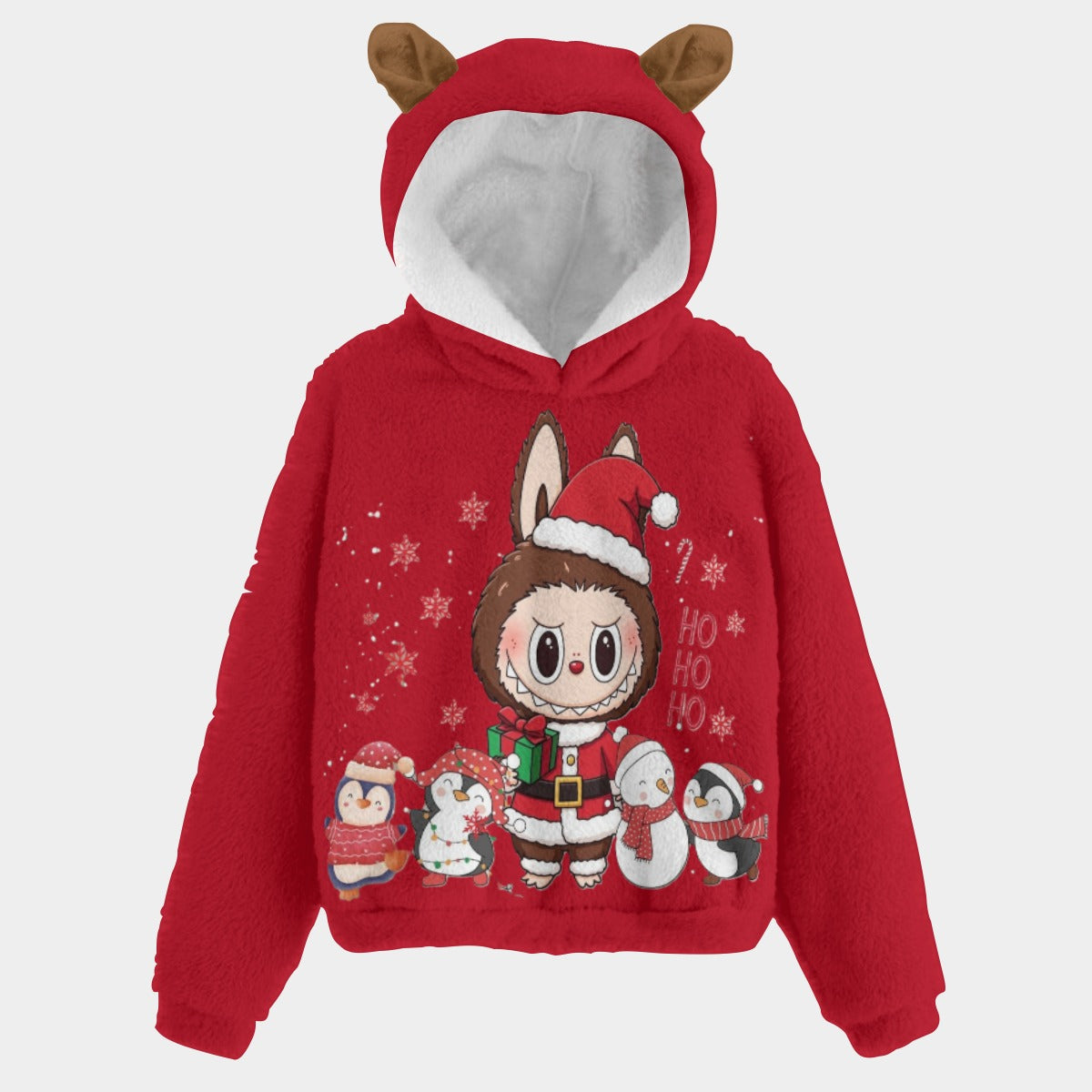 BOGO SALE! 🐻✨ Labubu Christmas Bear-Ears Hoodie – Ultra-Soft Borg Fleece BOGO Special!