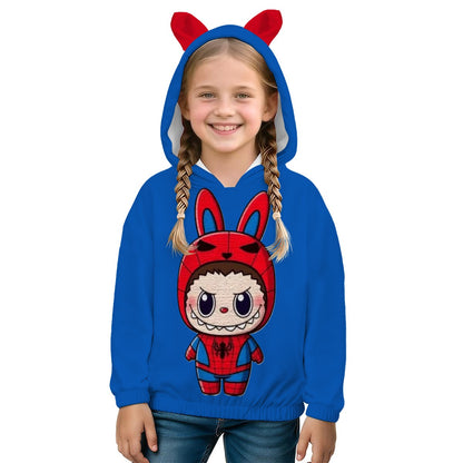 LABUBU SPIDERMAN HOODED SWEATSHIRT - KIDS SWEATSHIRT HOODIE