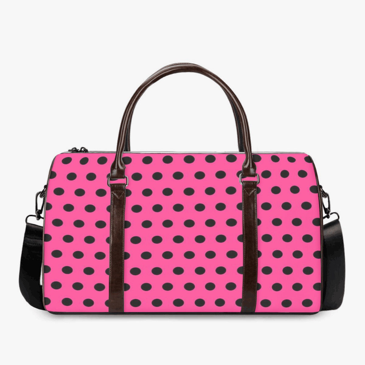 HOT NEW Exclusive Designs! Pink & Black Polka Dot Duffle Bag