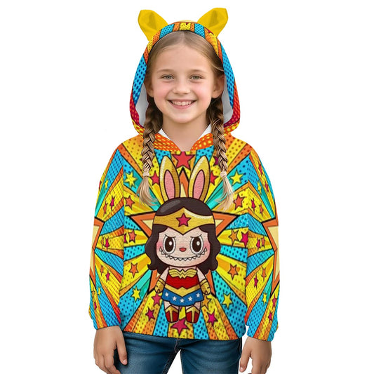 LABUBU WONDER WOMAN HOODED SWEATSHIRT - KIDS SWEATSHIRT HOODIE