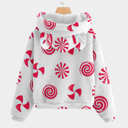 🐻✨Labubu Christmas Bear-Ears Hoodie – Ultra-Soft Borg Fleece