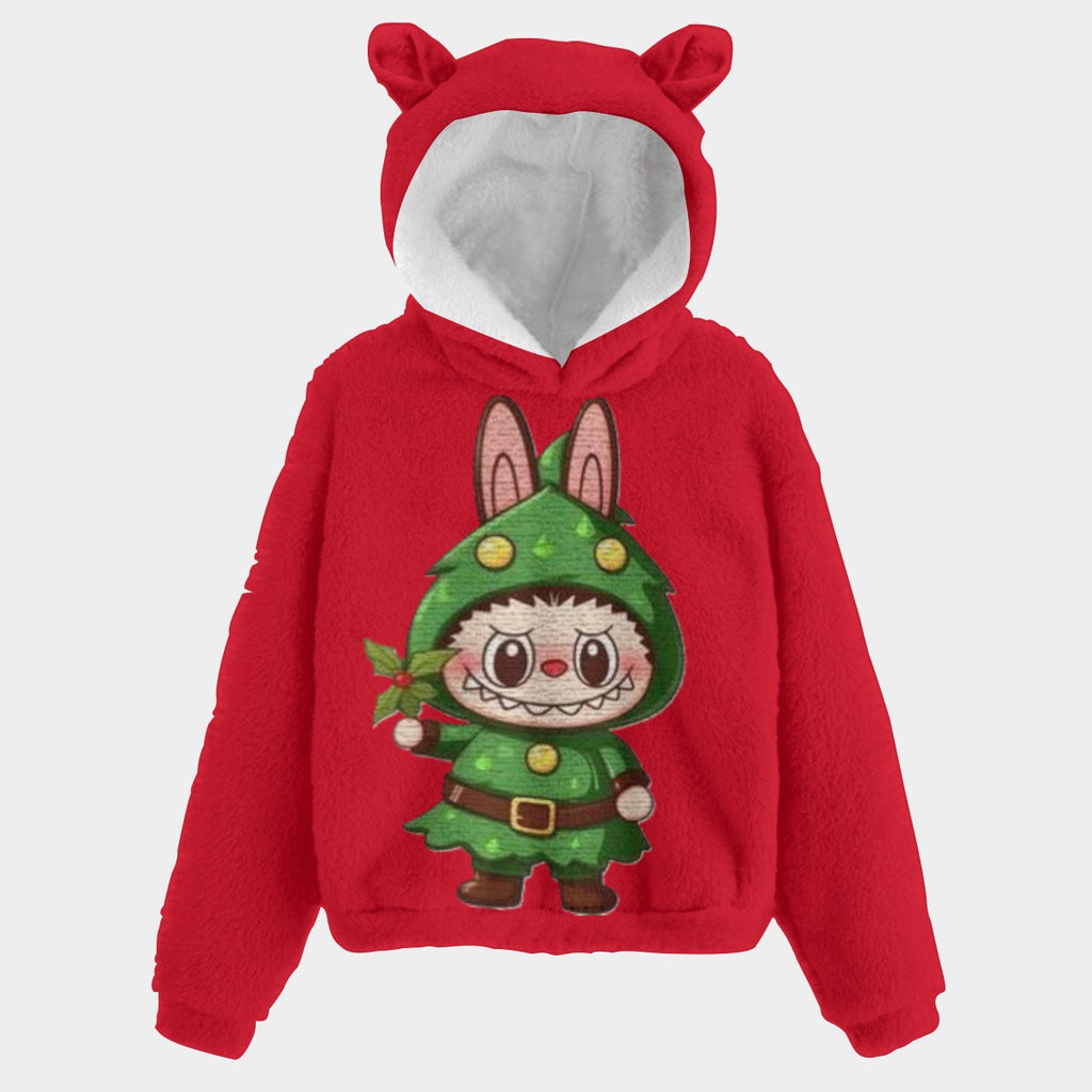 🐻✨Labubu Christmas Bear-Ears Hoodie – Ultra-Soft Borg Fleece BOGO Special!
