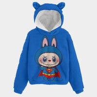 🧸Labubu Superman SnugglePop™ Hoodie – Cute, Cozy & Ear-Resistible