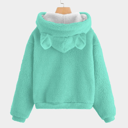 🐻✨Labubu Christmas Bear-Ears Hoodie – Ultra-Soft Borg Fleece