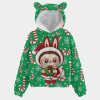 BOGO SALE! 🐻✨ Labubu Christmas Bear-Ears Hoodie – Ultra-Soft Borg Fleece BOGO Special!