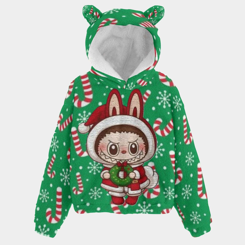 BOGO SALE! 🐻✨ Labubu Christmas Bear-Ears Hoodie – Ultra-Soft Borg Fleece BOGO Special!