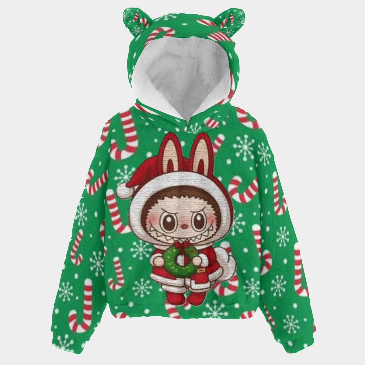 BOGO SALE! 🐻✨ Labubu Christmas Bear-Ears Hoodie – Ultra-Soft Borg Fleece BOGO Special!