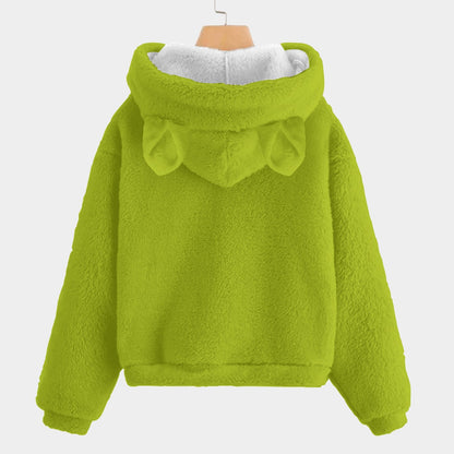 🐻✨🎁Grinchmas™ Hoodie with Ears – Holiday Mischief, Gift in Hand!