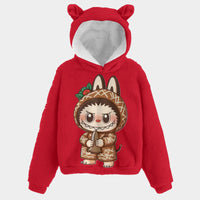 🐻✨Labubu Christmas Bear-Ears Hoodie – Ultra-Soft Borg Fleece
