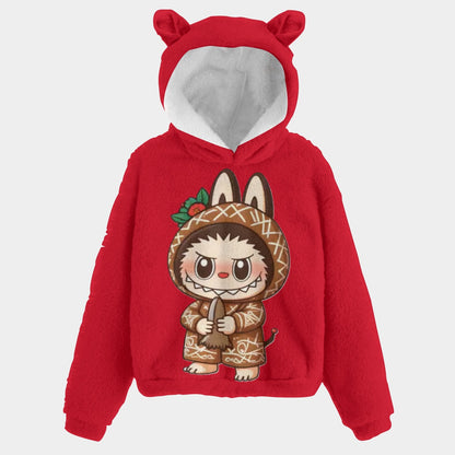 🐻✨Labubu Christmas Bear-Ears Hoodie – Ultra-Soft Borg Fleece