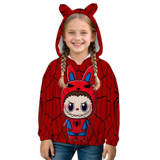 LABUBU SPIDERMAN SWEATSHIRT HOODIE WITH EARS