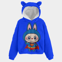 🧸Labubu Superman SnugglePop™ Hoodie – Cute, Cozy & Ear-Resistible