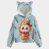 🐻✨Labubu Christmas Bear-Ears Hoodie – Ultra-Soft Borg Fleece