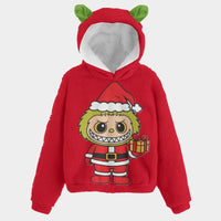 🐻✨Labubu Christmas Bear-Ears Hoodie – Ultra-Soft Borg Fleece