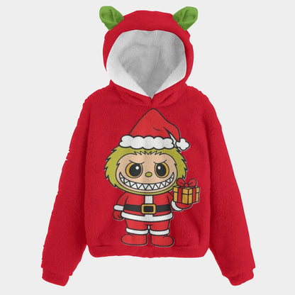 🐻✨Labubu Christmas Bear-Ears Hoodie – Ultra-Soft Borg Fleece