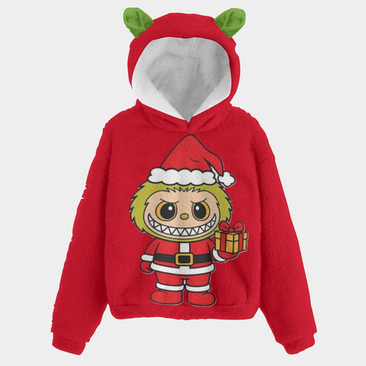 🐻✨Labubu Christmas Bear-Ears Hoodie – Ultra-Soft Borg Fleece
