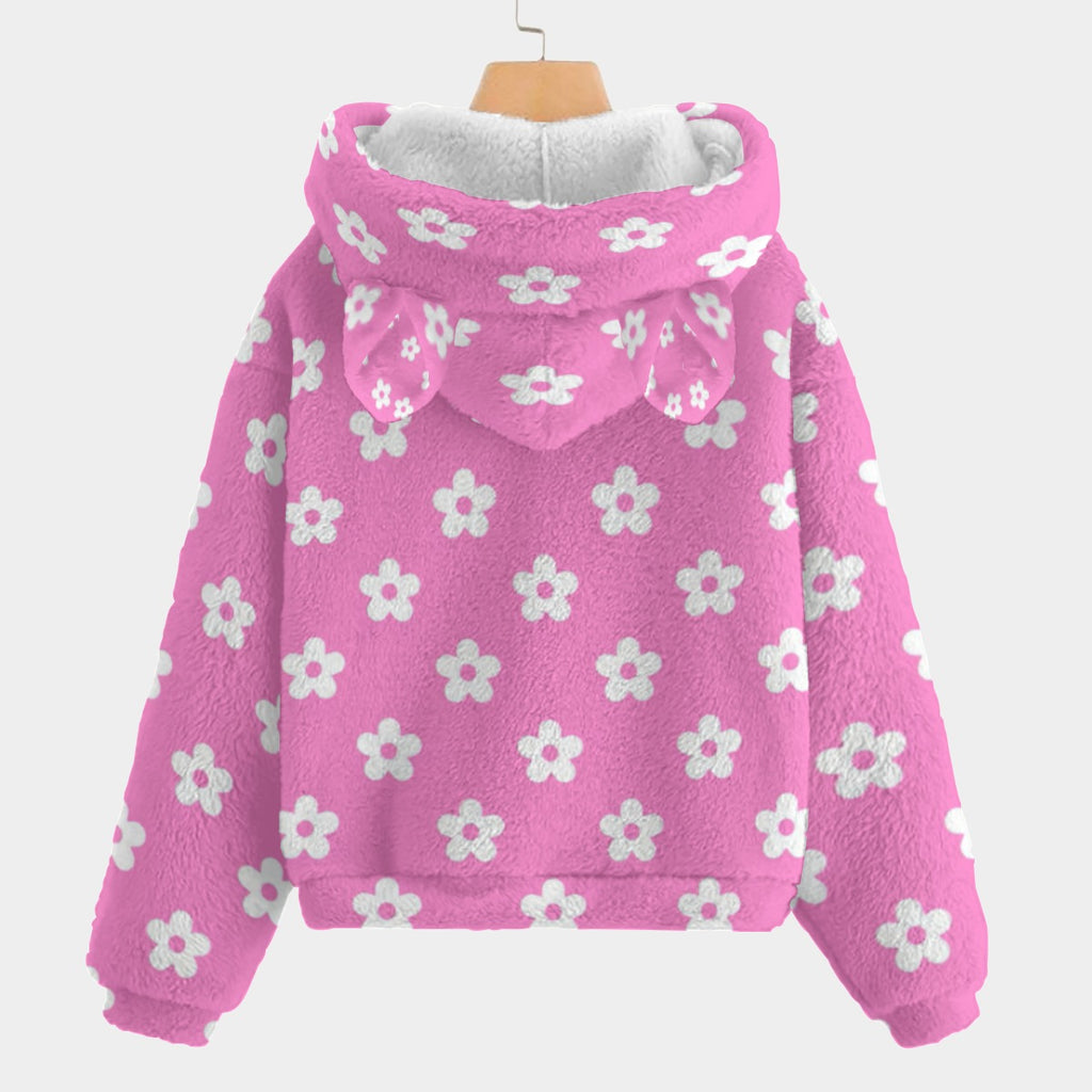 🧸 Title: Labubu Hello Kitty Floral SnugglePop™ Hoodie – Cute, Cozy & Ear-Resistible