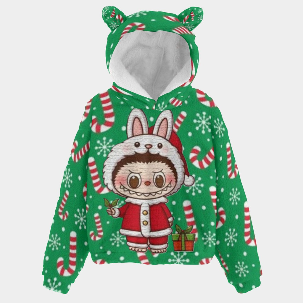 BOGO SALE! 🐻✨ Labubu Christmas Bear-Ears Hoodie – Ultra-Soft Borg Fleece BOGO Special!
