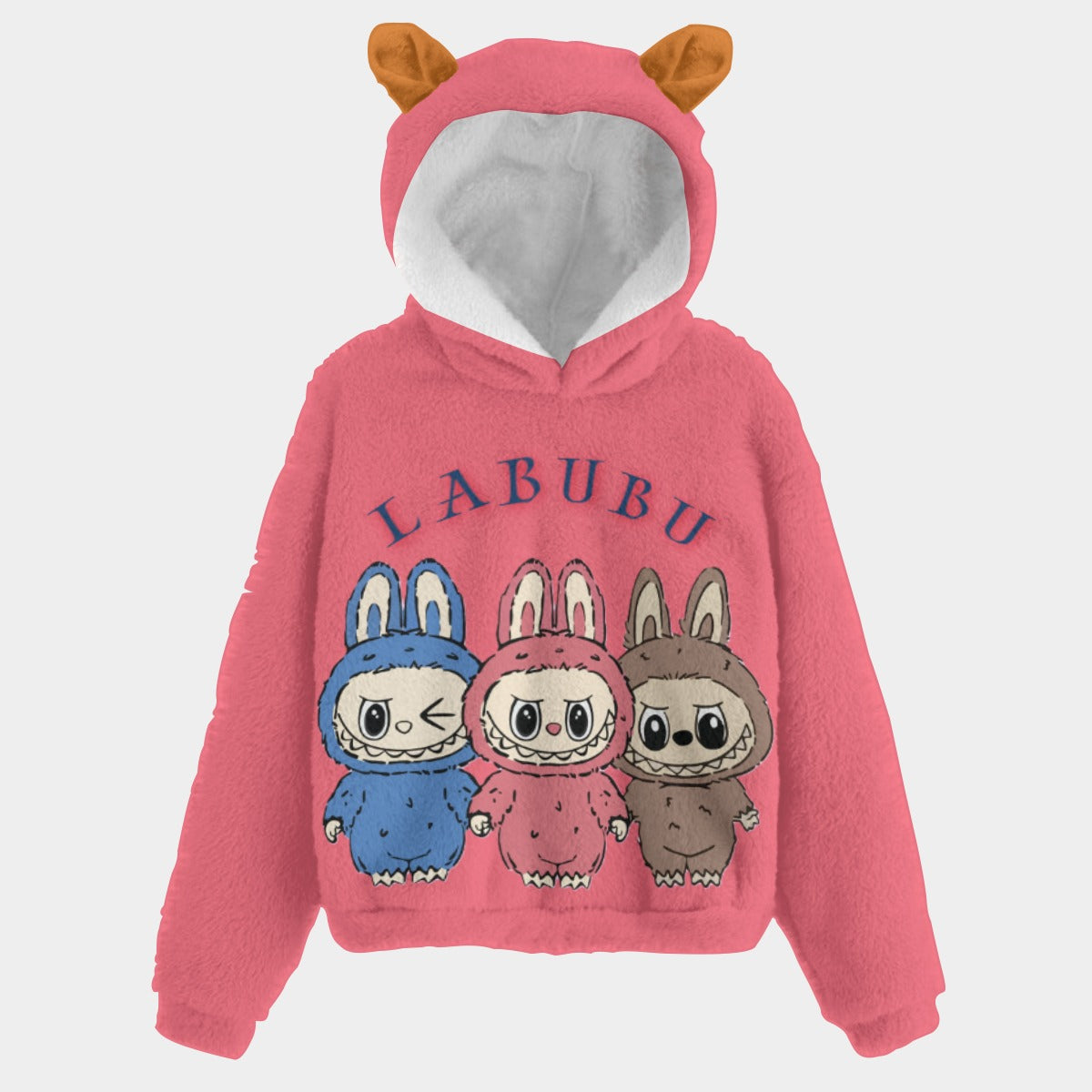 🧸Labubu TrioSnug™ – 3x the Ears, 3x the Cuteness LABABU TRIO KIDS FLEECE HOODIE W/EARS